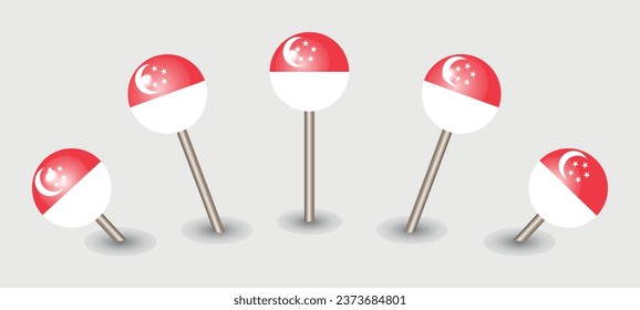 singapore national flag map marker pin icon illustration