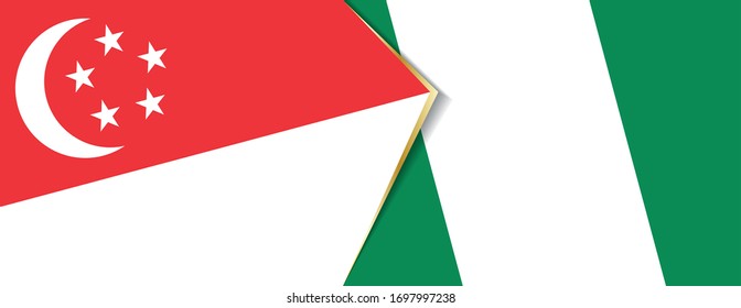 Singapore and Nigeria flags, two vector flags symbol of relationship or confrontation.