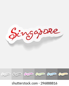Singapore paper sticker with shadow. Vector illustration