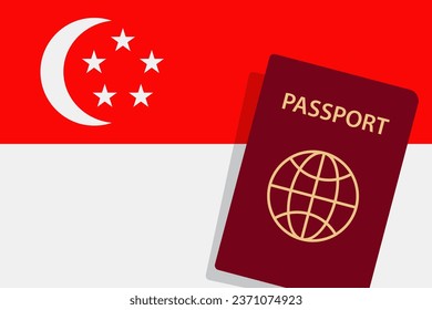 Singapore Passport. Singaporean Flag Background Vector