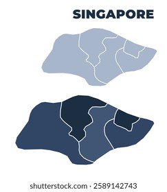 Singapore political map with states border outline