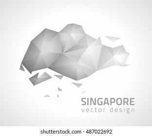 Singapore polygonal grey and silver vector mosaic map