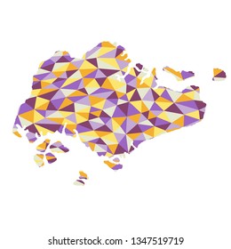 Singapore polygonal map background low poly style yellow, orange, blue, purple colors vector illustration eps

