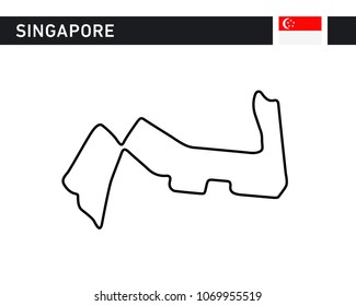 Singapore race track, circuit for motorsport and auto sport. Vector illustration road.