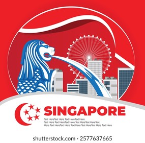 Singapore red vector layout design