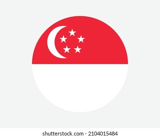 Singapore Round Country Flag. Singaporean Circle National Flag. Republic of Singapore Circular Shape Button Banner. EPS Vector Illustration. svg