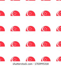 Singapur-Rundfahne-Muster nahtlos. Kreissymbole. Geometrische Symbole. Textur für Reisen, Sportseiten, Wettbewerb, Spiele-Designs. patriotische Tapete.