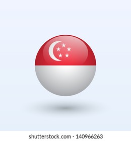 Singapore Round Flag. Vector Illustration.