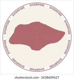 Singapore round logo design. Country shape build of rings. Singapore text around the country. Vector Illustration.