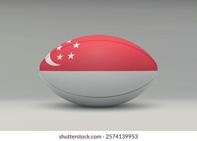 Singapore rugby ball featuring the national flag design on a gray background