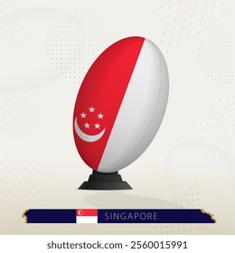 Singapore Rugby Ball on Rugby Kicking Tees with Modern Design. Illustration perfect for sports, national pride, and rugby-related projects.