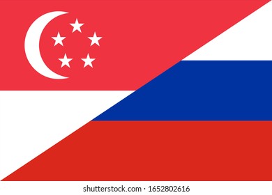 singapore and russia flag. vector background