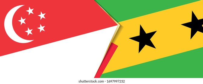 Singapore and Sao Tome and Principe flags, two vector flags symbol of relationship or confrontation.