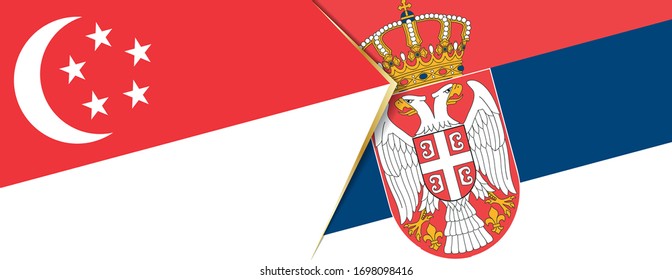 Singapore and Serbia flags, two vector flags symbol of relationship or confrontation.