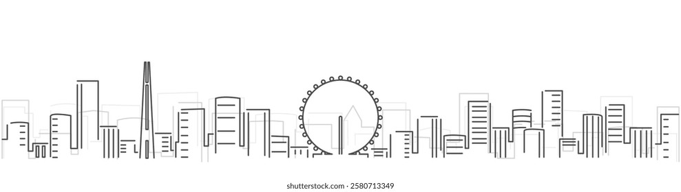 Singapore Simple Dark Lines Skyline on White Background