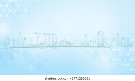 Singapur Skyline mit Abstraktem gesundem Hintergrund