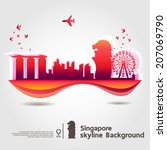 Singapore, skyline background, vector Illustration