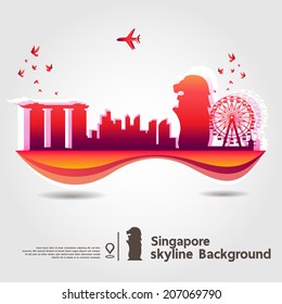 Singapore, skyline background, vector Illustration