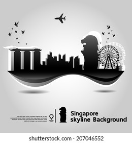 Singapore skyline background,vector Illustration