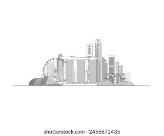 Singapore skyline cityscape illustration drawing