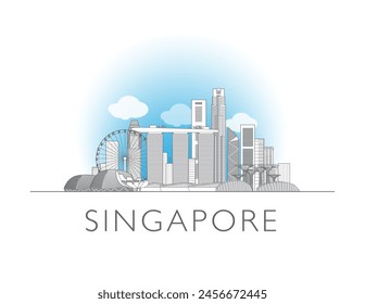 Singapore skyline cityscape illustration drawing