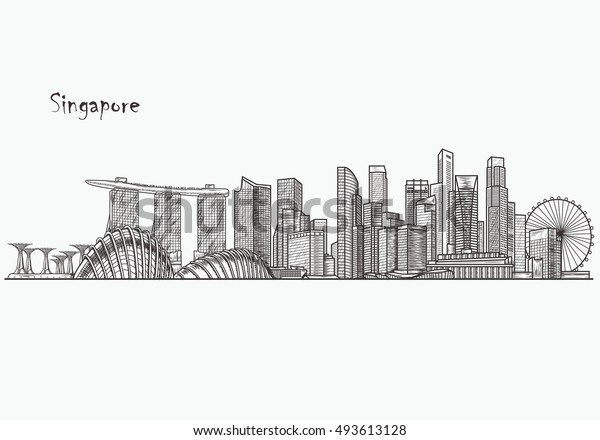 シンガポールの天窓 手描きのベクトルイラスト のベクター画像素材 ロイヤリティフリー