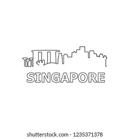 Singapore skyline and landmarks silhouette black vector icon. Singapore panorama.
