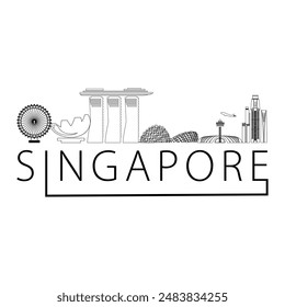 Singapore skyline line art vector illustration
