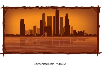 Singapore skyline with reflection in water
