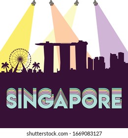 Singapore skyline silhouette flat design vector illustration