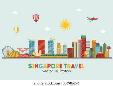 Singapore Skyline. Vector Illustration