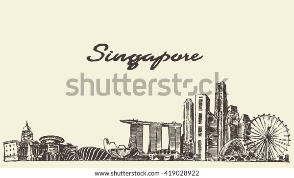 シンガポールの天窓 ベクターイラスト 手描きのスケッチ のベクター画像素材 ロイヤリティフリー