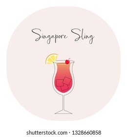 Singapore sling cocktail minimal design