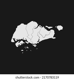 singapore soft white map with black detail and background