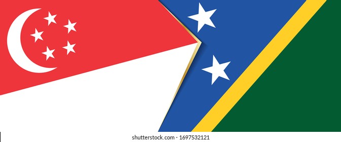 Singapore and Solomon Islands flags, two vector flags symbol of relationship or confrontation.