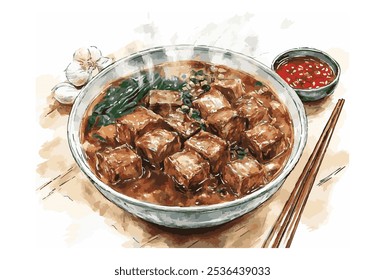 estilo singapore sopa de porco bak kut o estilo aquarela