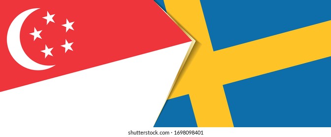 Singapore and Sweden flags, two vector flags symbol of relationship or confrontation.