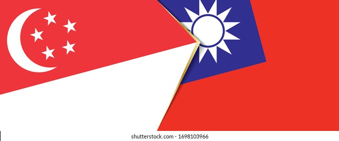 Singapore and Taiwan flags, two vector flags symbol of relationship or confrontation.