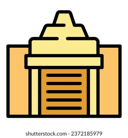 Singapore template icon outline vector. Tourism landmark. Asian building color flat