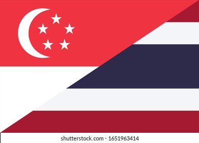 singapore and thailand flags. vector background