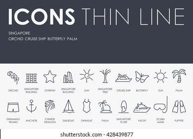 Singapore Thin Line Icons