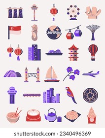 Singapore Tourist Landmark Illustration Collection