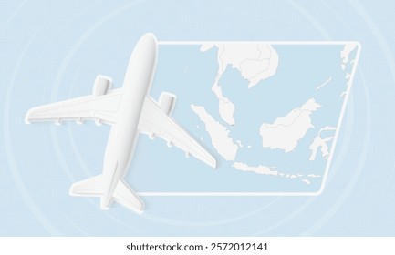 Singapore Travel Illustration with Plane and National Flag. Ideal for travel agencies, promotional materials, or geographic content related to Singapore.