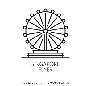 Singapore travel and vacation icon of Singapore Flyer observation wheel, vector symbol. Singapore Ferris wheel, tourism attraction and city landmark or sightseeing tour in Southeast Asia destination