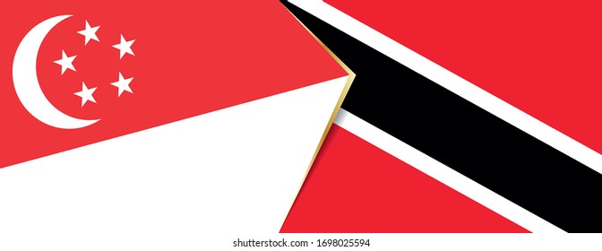 Singapore and Trinidad and Tobago flags, two vector flags symbol of relationship or confrontation.