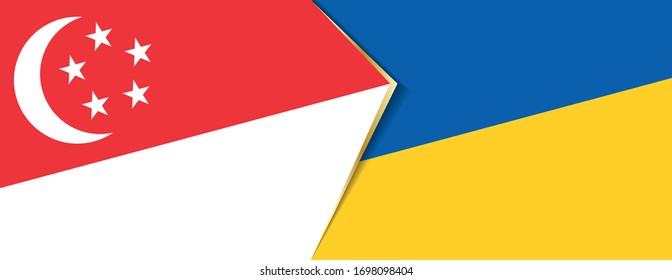 Singapore and Ukraine flags, two vector flags symbol of relationship or confrontation.