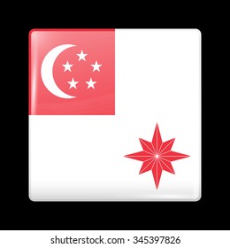 Singapore Variant Flag. Glassy Icon Square Shape. This is File from the Collection Flags of Asia
