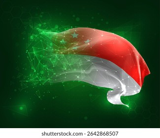 Singapore, vector 3d flag on green background and numbers
