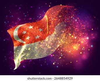 Singapur, bandera 3D de Vector con un chapoteo de puntos de pintura, explosión de puntos de colores