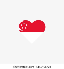 Singapore Vector Flag Inside heart shape graphic element Illustration template design
